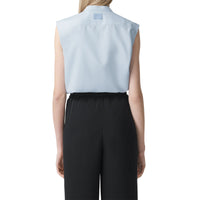 Chemise sans manches en crêpe de soie de Chine avec logo - Pale Blue