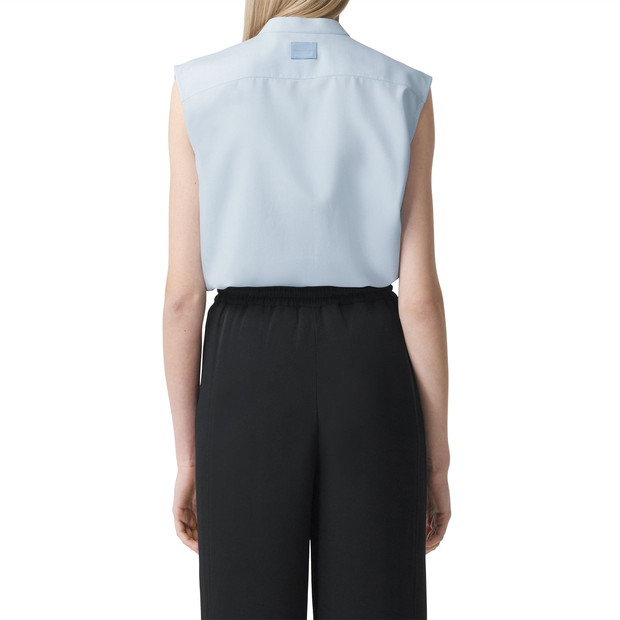 Chemise sans manches en crêpe de soie de Chine avec logo - Pale Blue