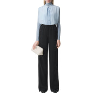 Chemise sans manches en crêpe de soie de Chine avec logo - Pale Blue