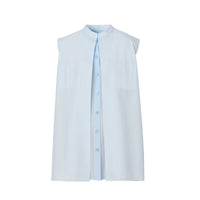 Chemise sans manches en crêpe de soie de Chine avec logo - Pale Blue