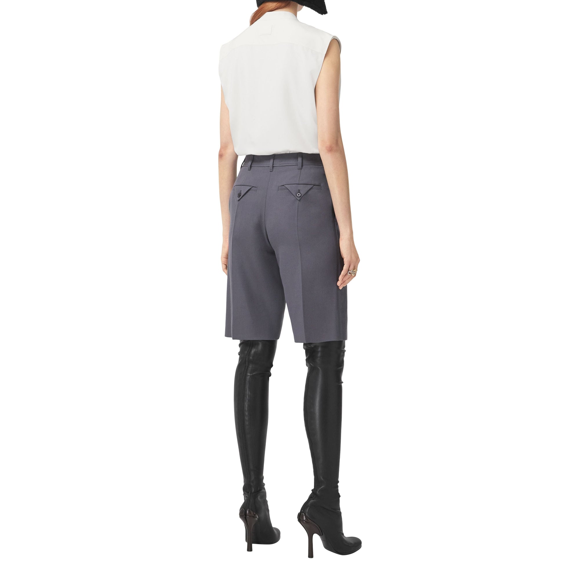 Chemise sans manches en crêpe de soie de Chine avec logo - Neutral White