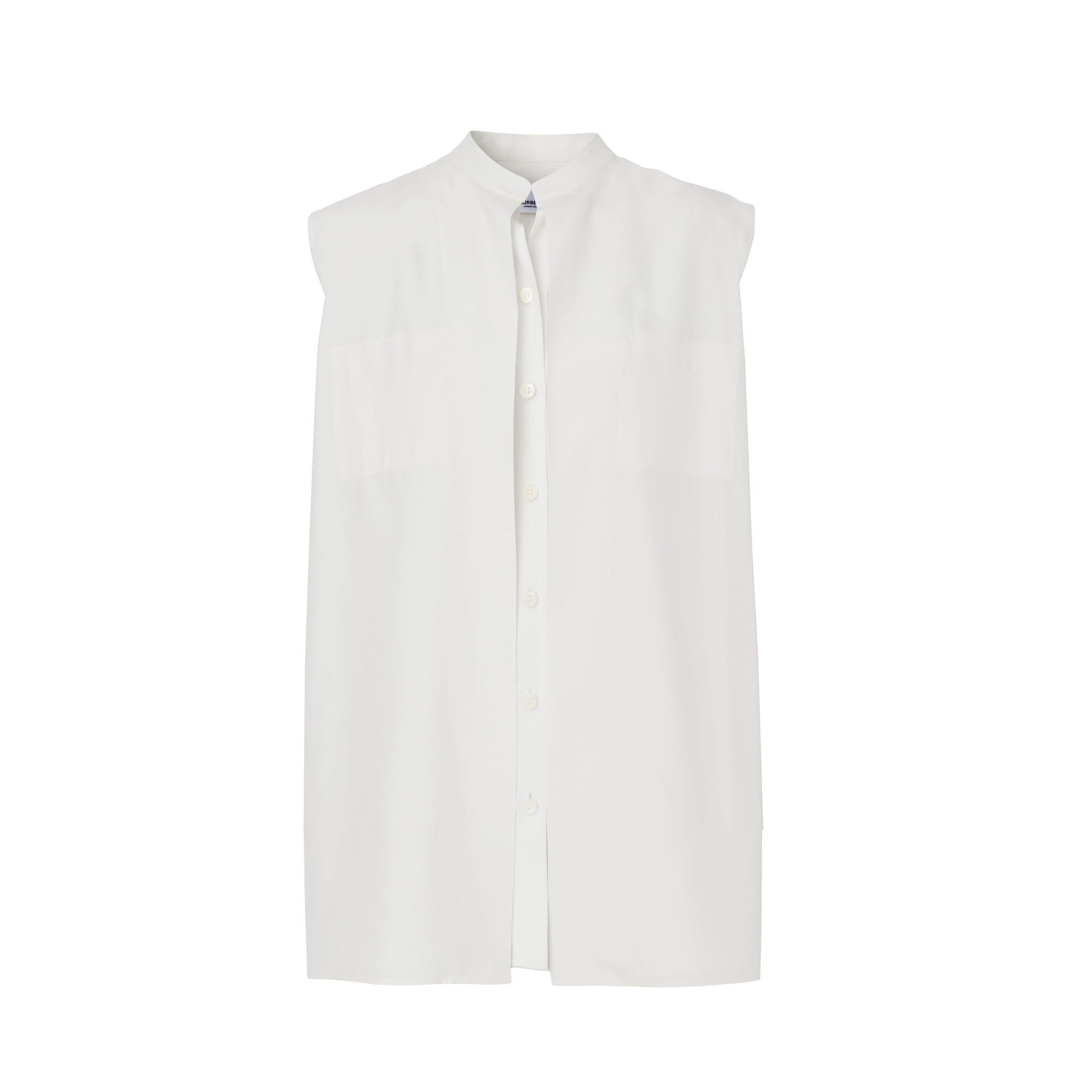 Chemise sans manches en crêpe de soie de Chine avec logo - Neutral White