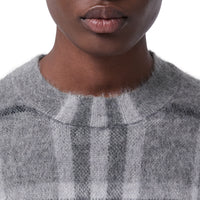 Pull en jacquard de mohair et soie mélangés Check - Shale Grey