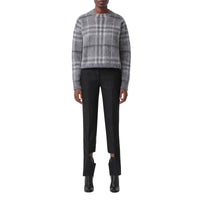 Pull en jacquard de mohair et soie mélangés Check - Shale Grey