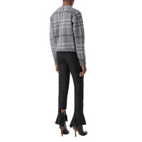 Pull en jacquard de mohair et soie mélangés Check - Shale Grey