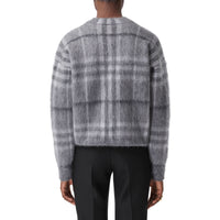 Pull en jacquard de mohair et soie mélangés Check - Shale Grey