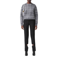 Pull en jacquard de mohair et soie mélangés Check - Shale Grey