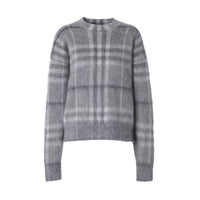 Pull en jacquard de mohair et soie mélangés Check - Shale Grey