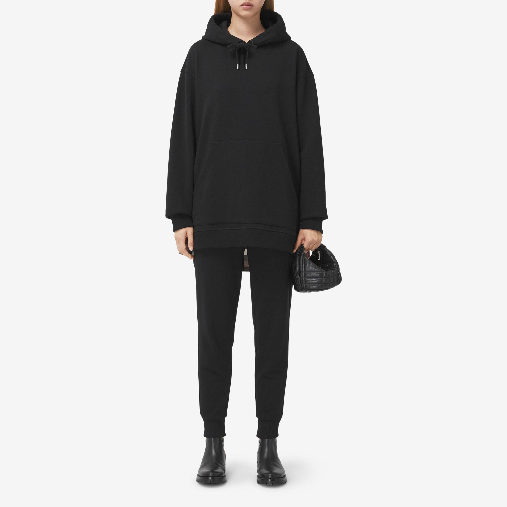 Sweat à capuche oversize à motif check - Black