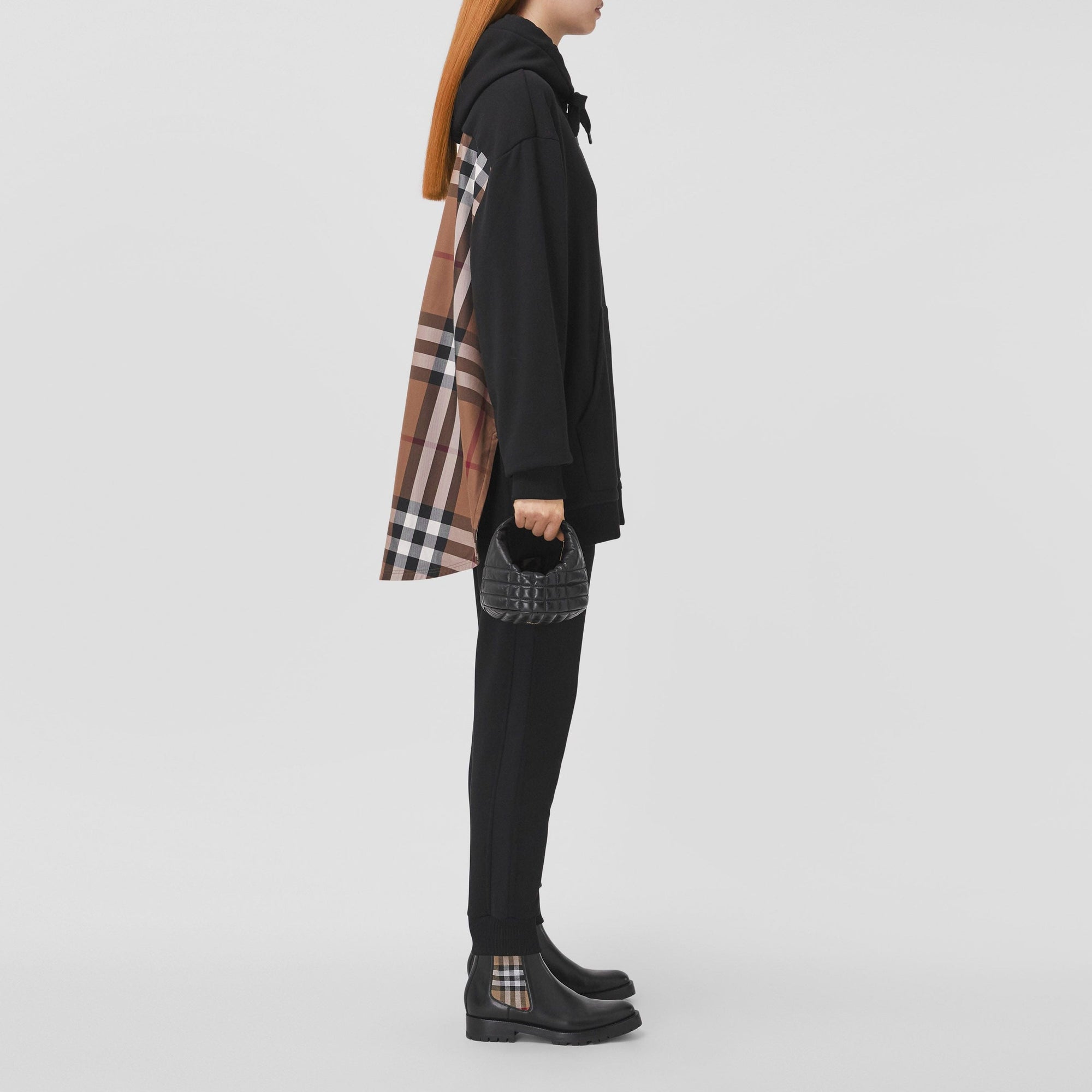 Sweat à capuche oversize à motif check - Black
