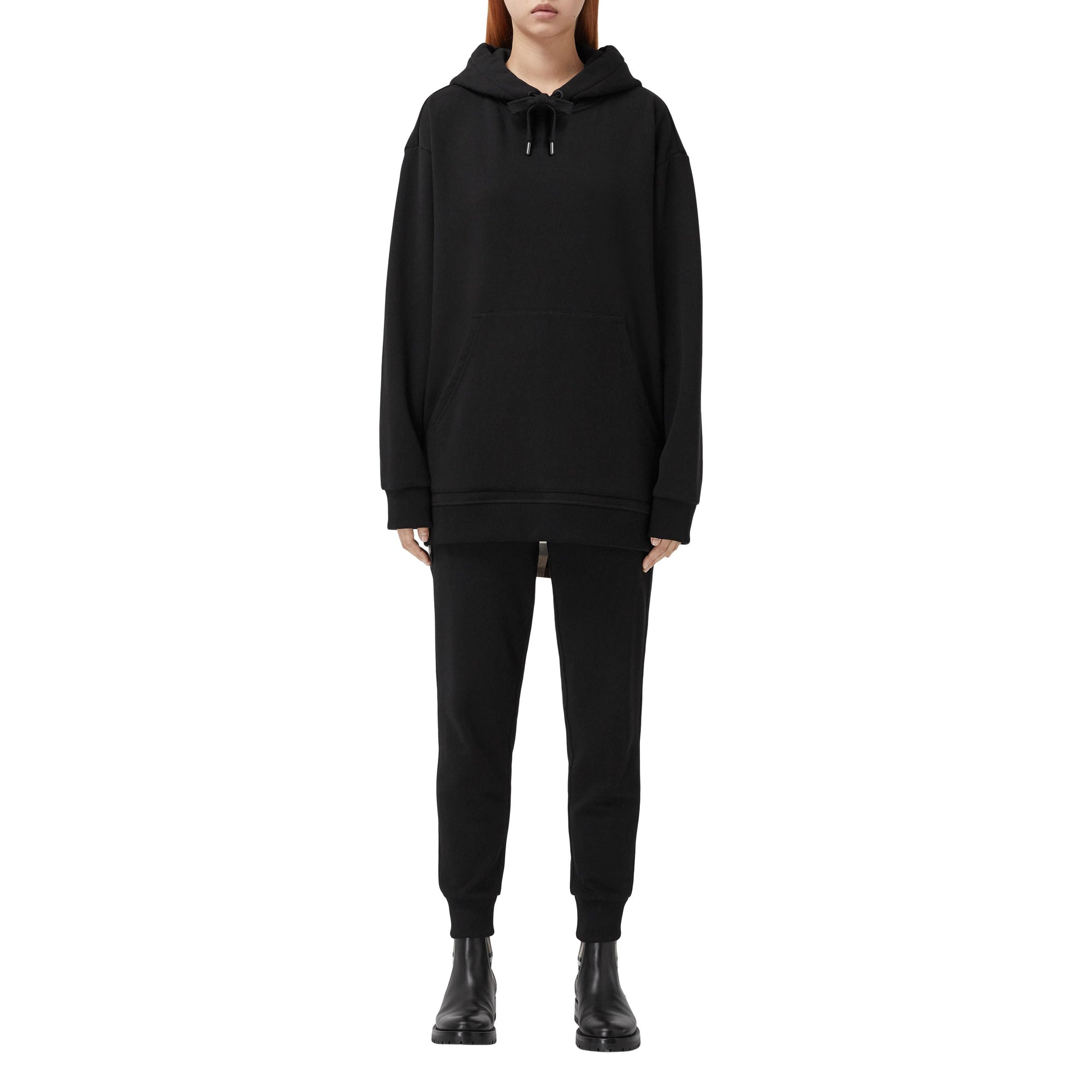Sweat à capuche oversize à motif check - Black