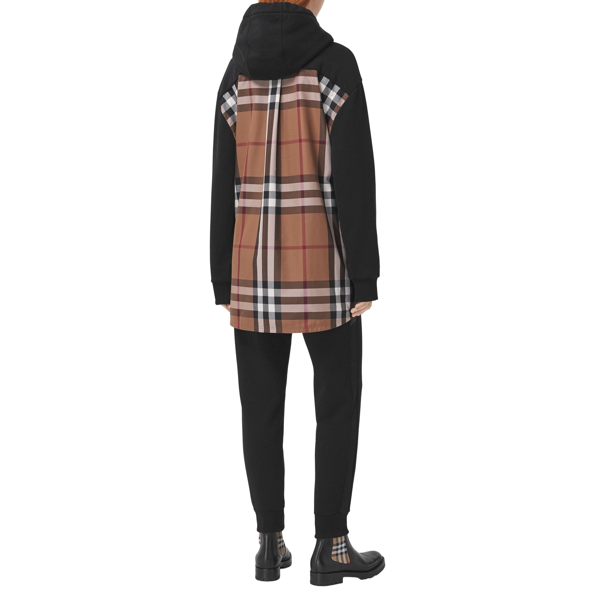 Sweat à capuche oversize à motif check - Black