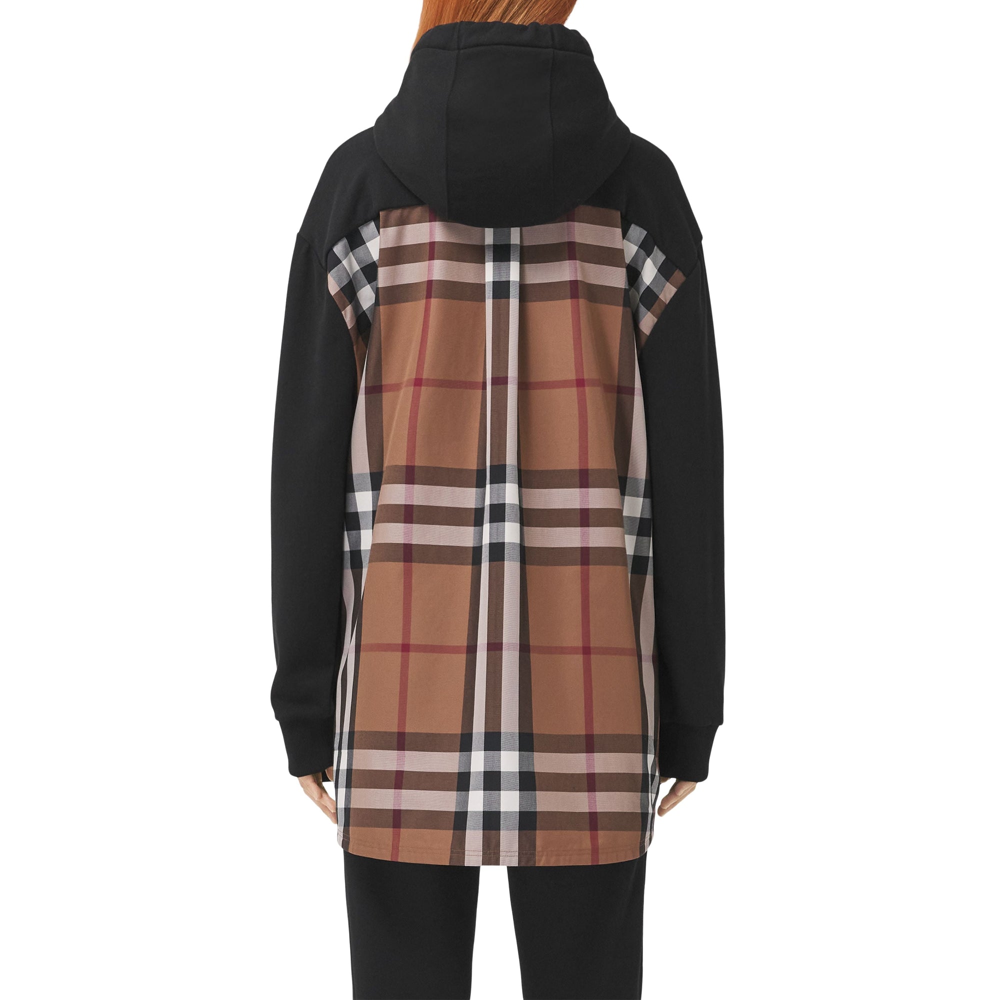 Sweat à capuche oversize à motif check - Black