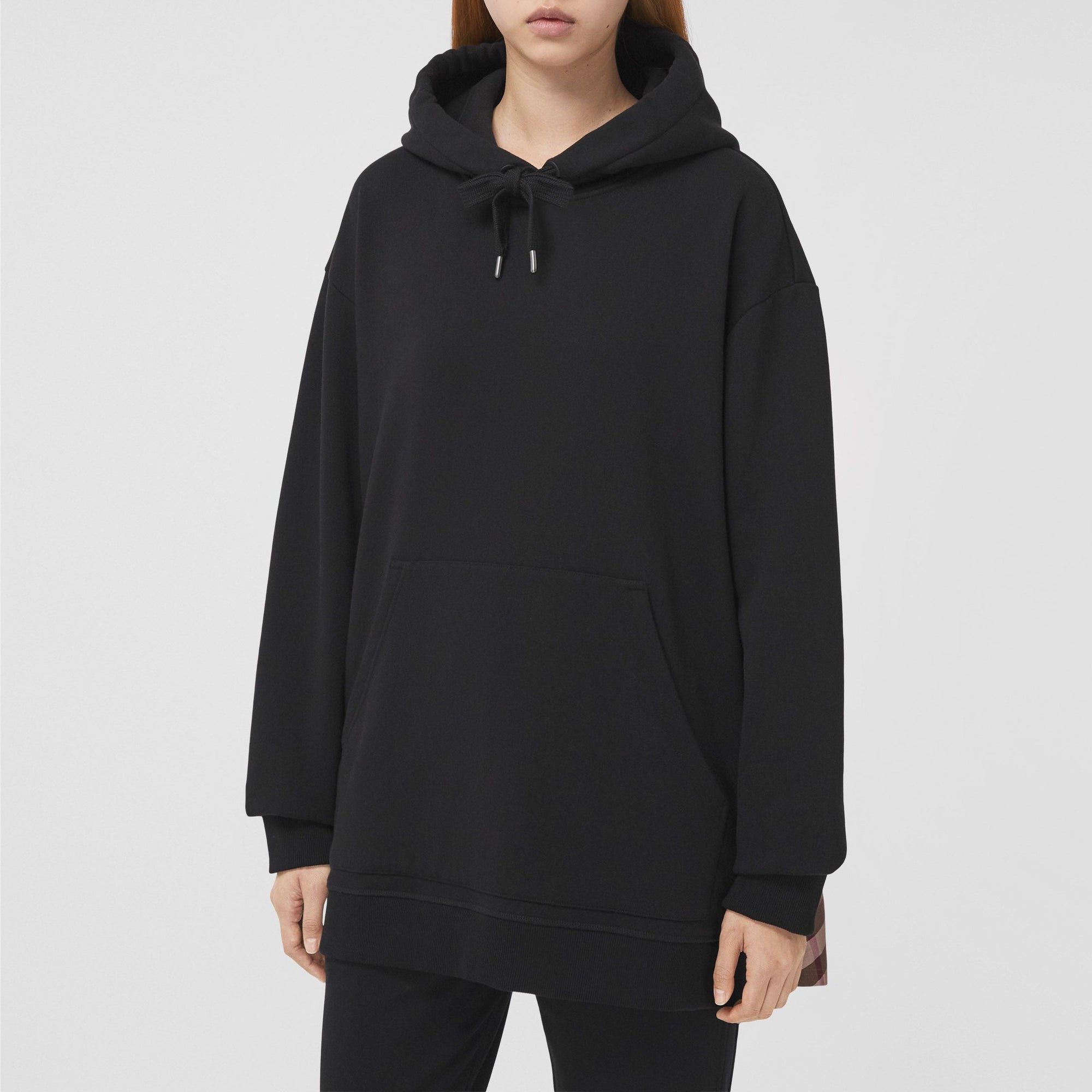 Sweat à capuche oversize à motif check - Black