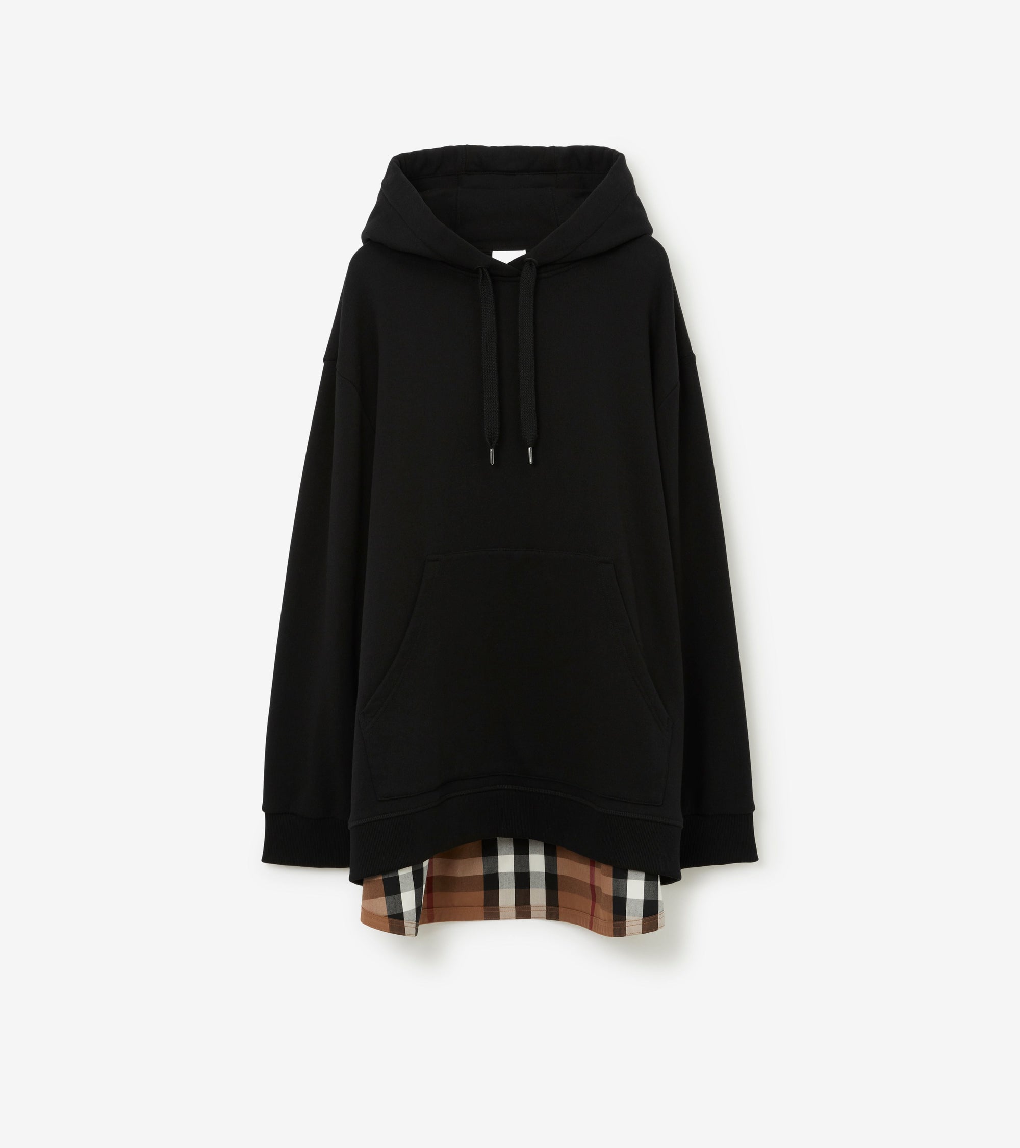 Sweat à capuche oversize à motif check - Black
