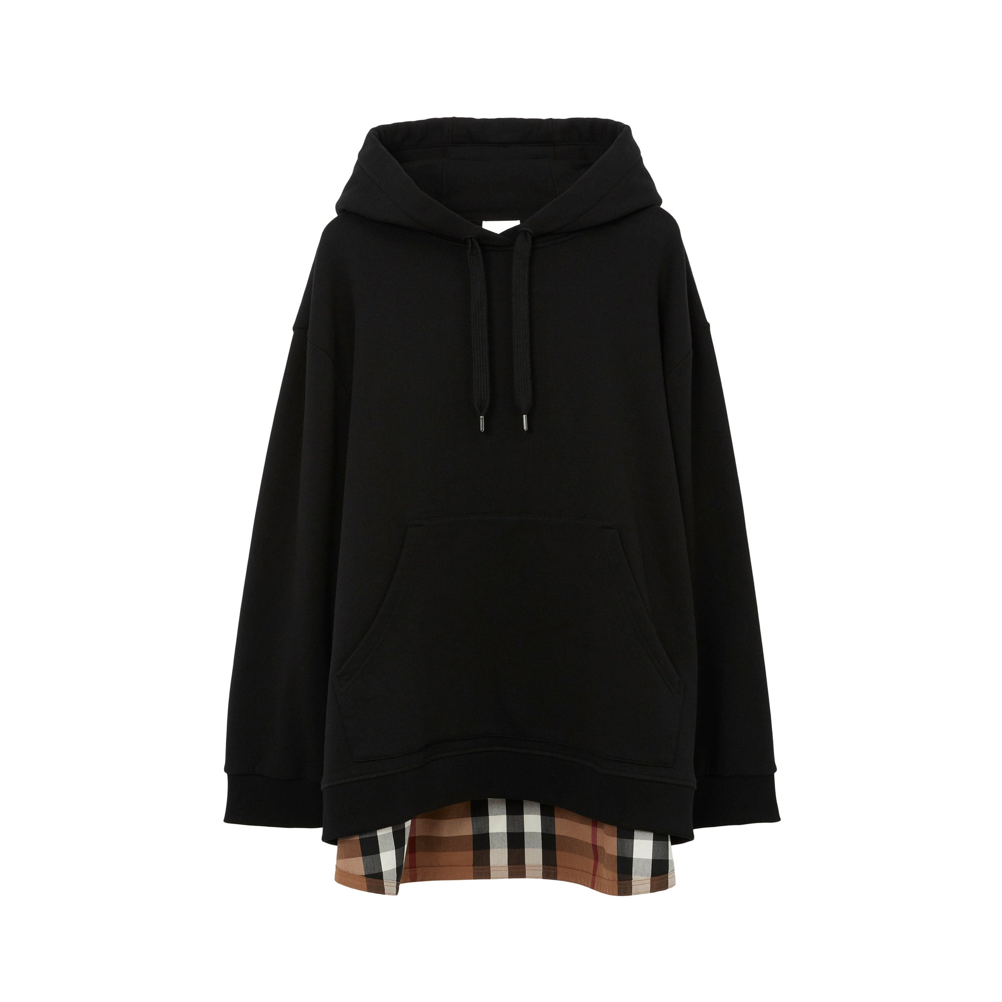 Sweat à capuche oversize à motif check - Black