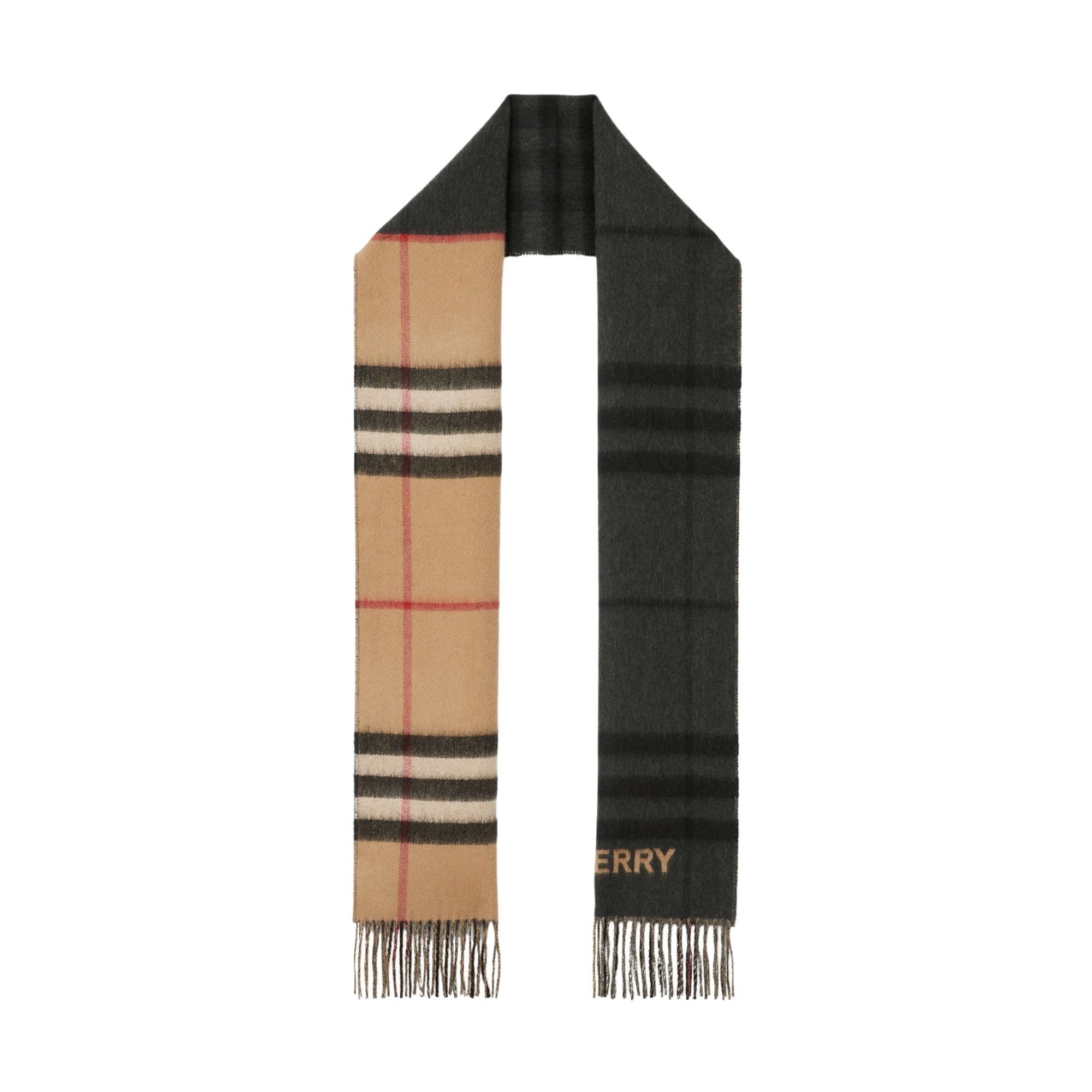 Écharpe en cachemire à motif check - Archive Beige & Black