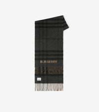Écharpe en cachemire à motif check - Archive Beige & Black