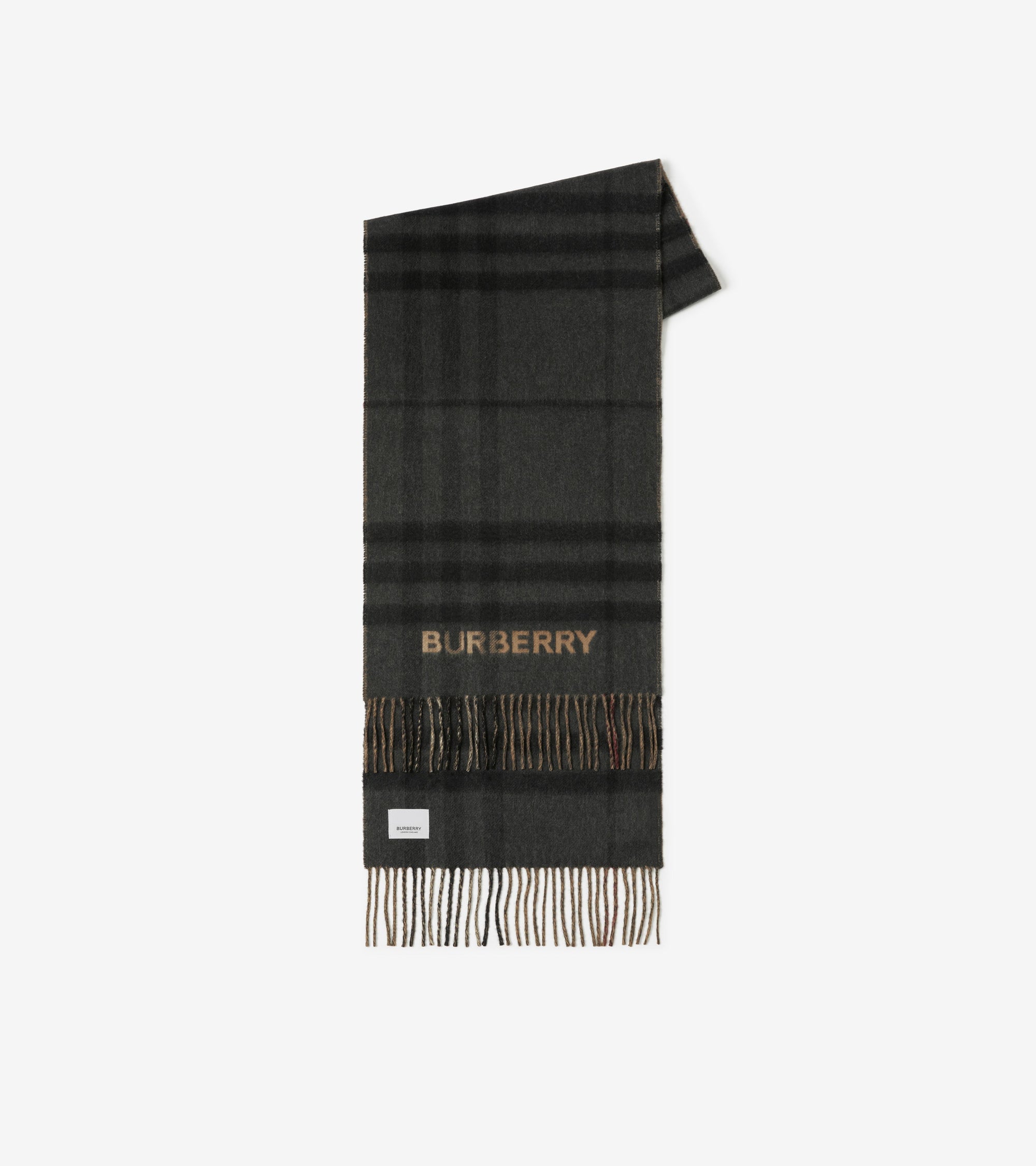 Écharpe en cachemire à motif check - Archive Beige & Black