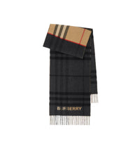Écharpe en cachemire à motif check - Archive Beige & Black