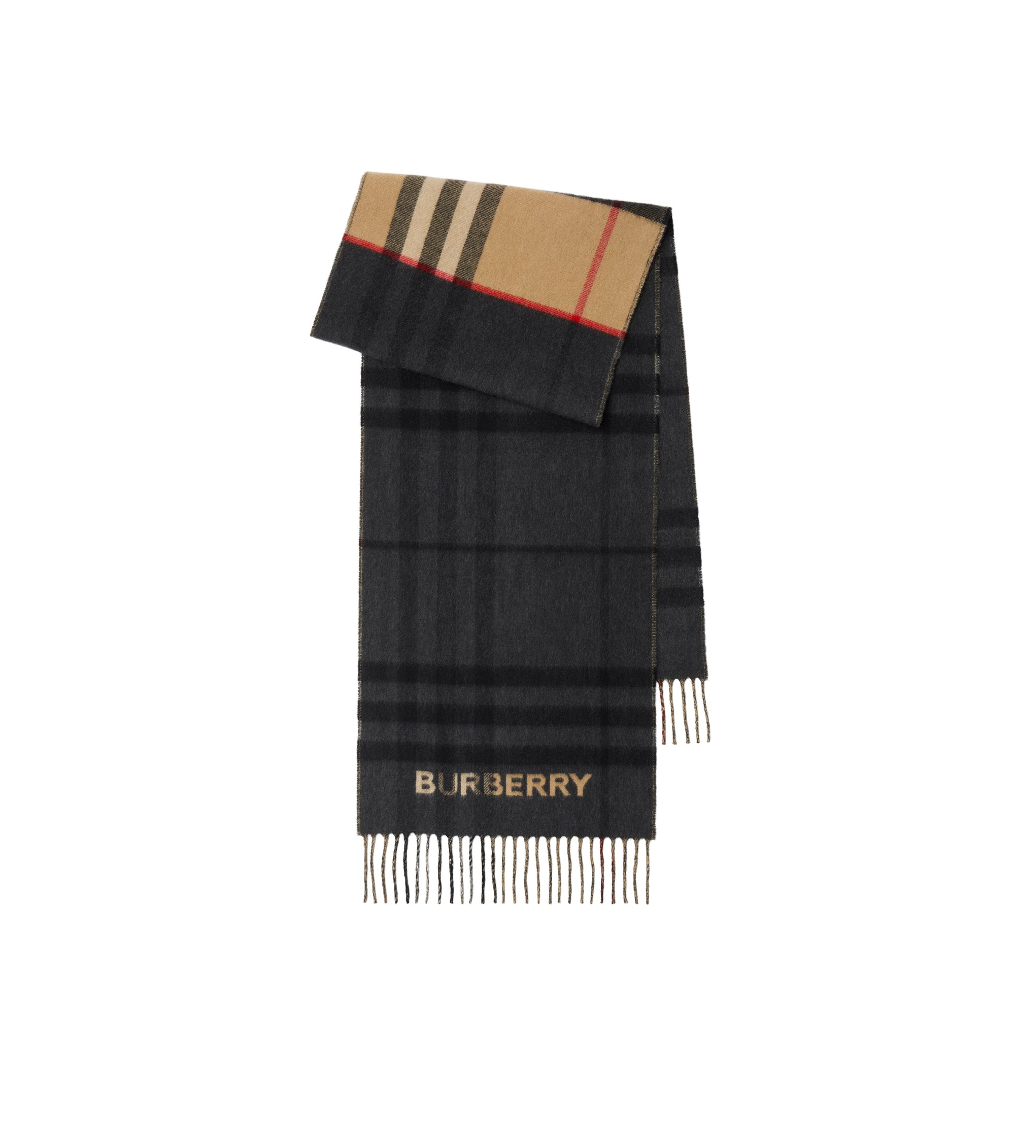 Écharpe en cachemire à motif check - Archive Beige & Black