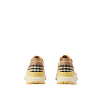 Sneakers en cuir et coton à motif check - Vanilla & Check