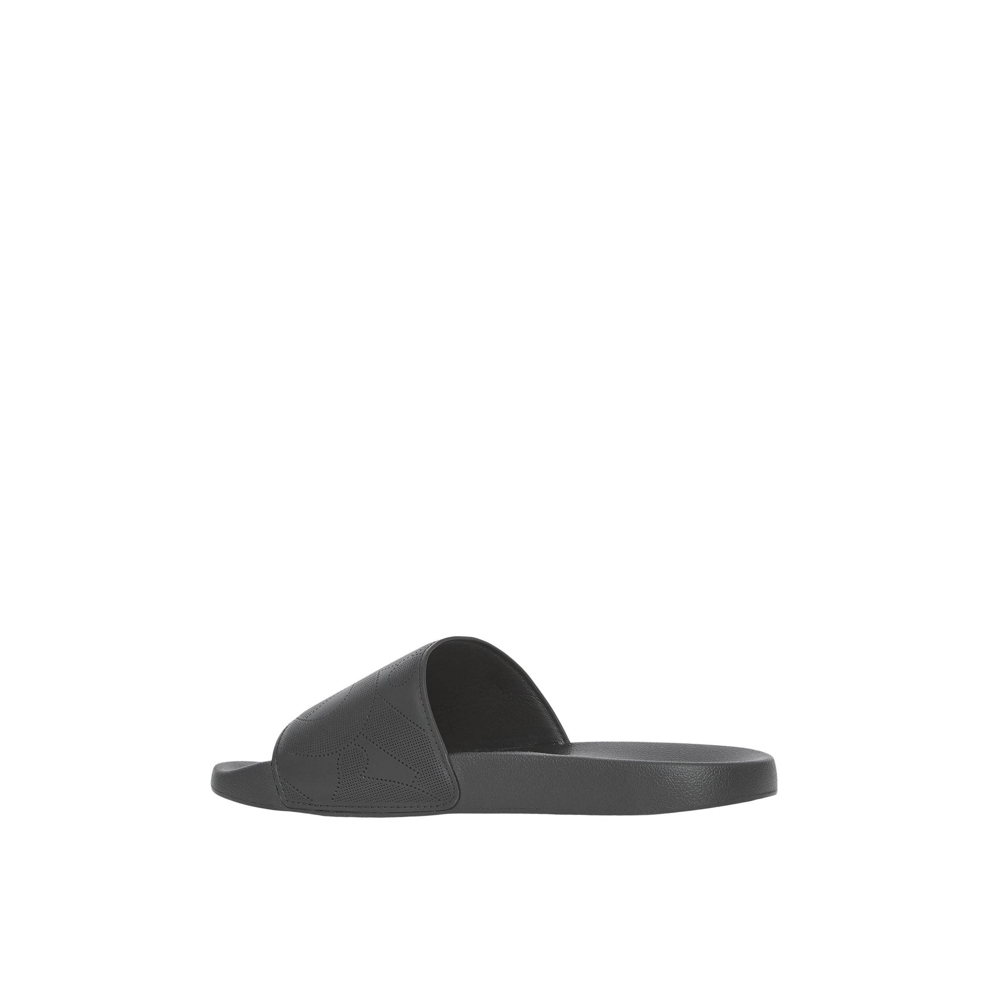 Mules plates en cuir perforé - Black