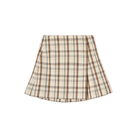 Jupe plissée en laine à motif check à logo - Beige Check