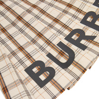 Jupe plissée en laine à motif check à logo - Beige Check