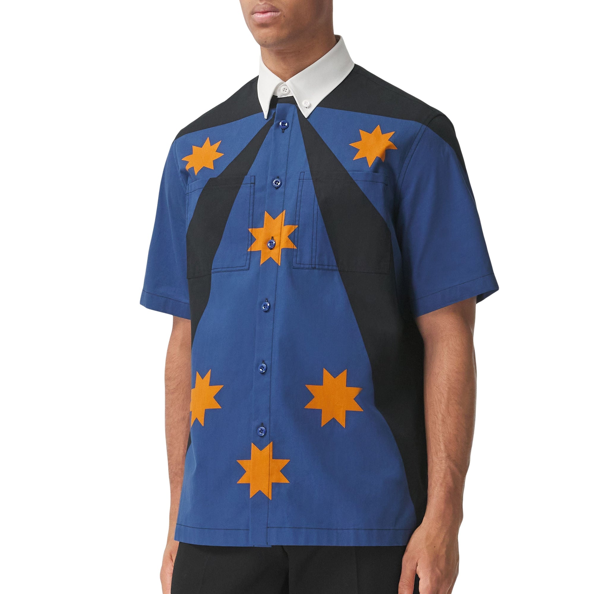 Chemise à manches courtes à imprimé géométrique - Bright Navy