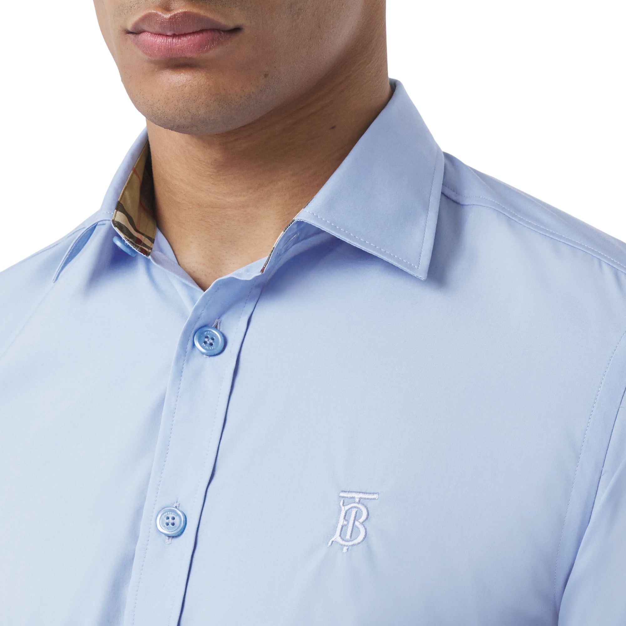 Chemise slim à motif monogramme - Soft Cornflower Blue