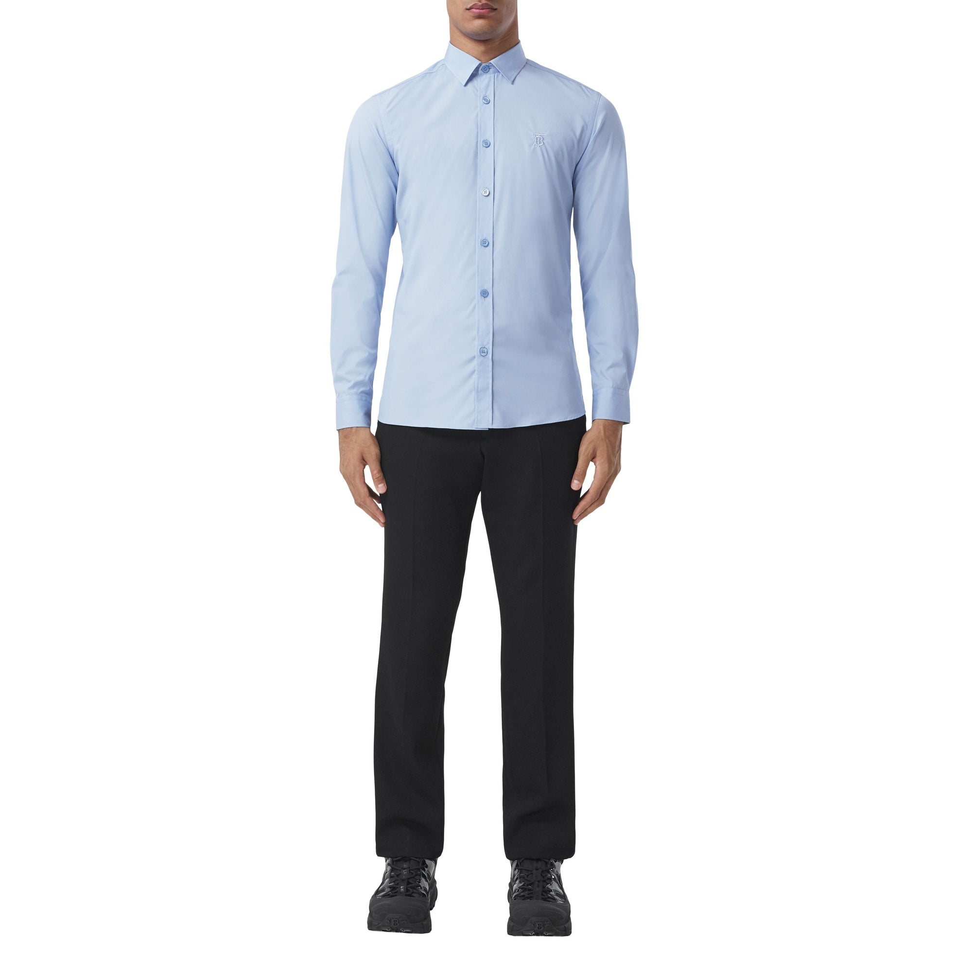 Chemise slim à motif monogramme - Soft Cornflower Blue
