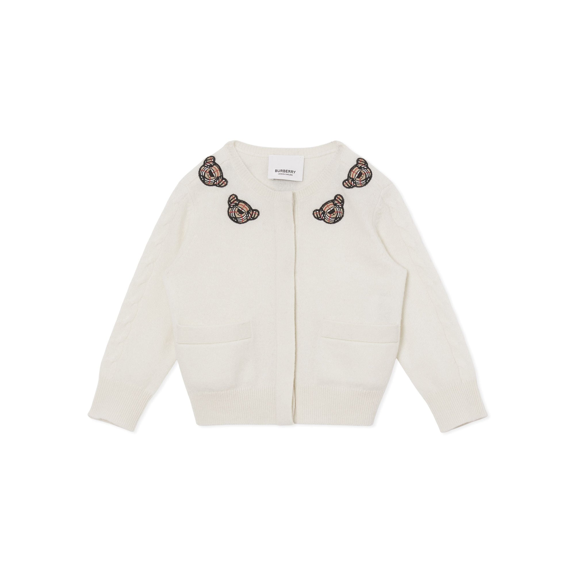 Cardigan en laine à motif Thomas Bear - Ivory