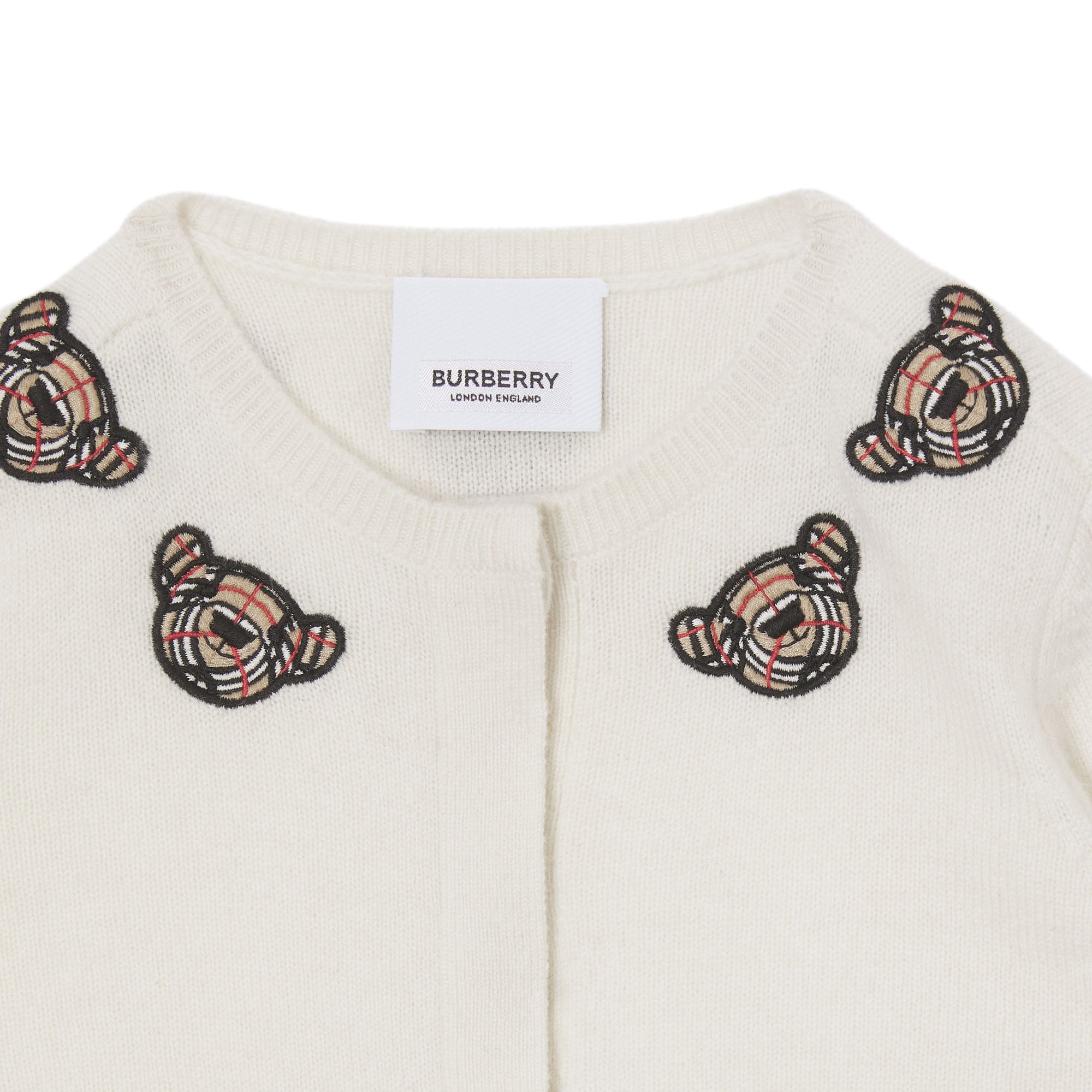 Cardigan en laine à motif Thomas Bear - Ivory