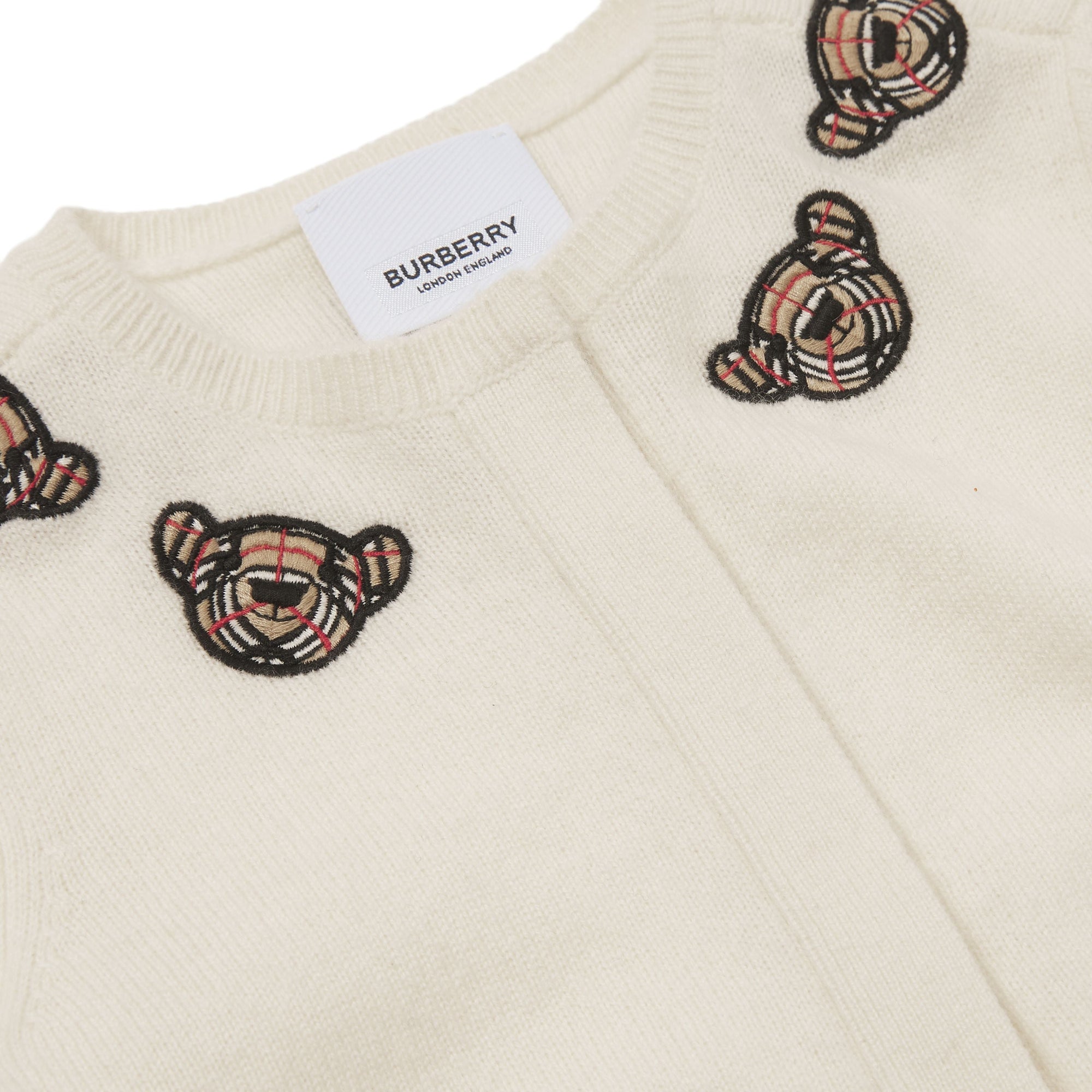 Cardigan en laine à motif Thomas Bear - Ivory