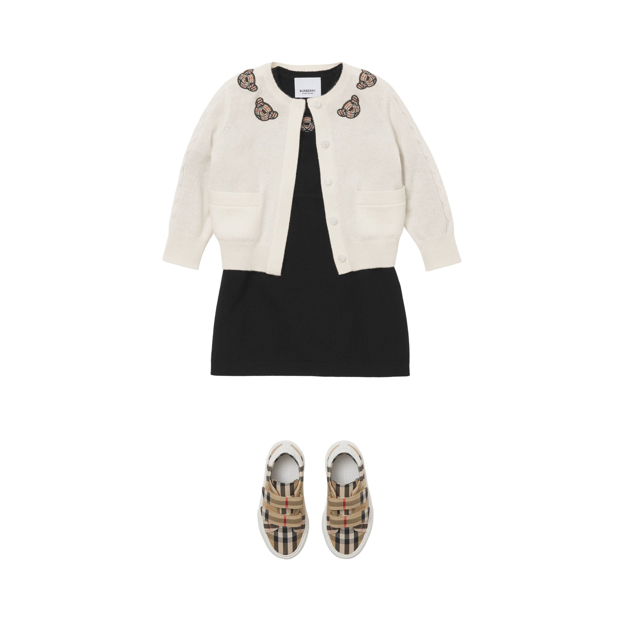Cardigan en laine à motif Thomas Bear - Ivory