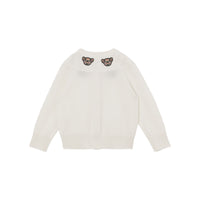 Cardigan en laine à motif Thomas Bear - Ivory
