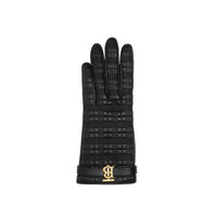 Gants en cuir matelassé doublés de cachemire - Black