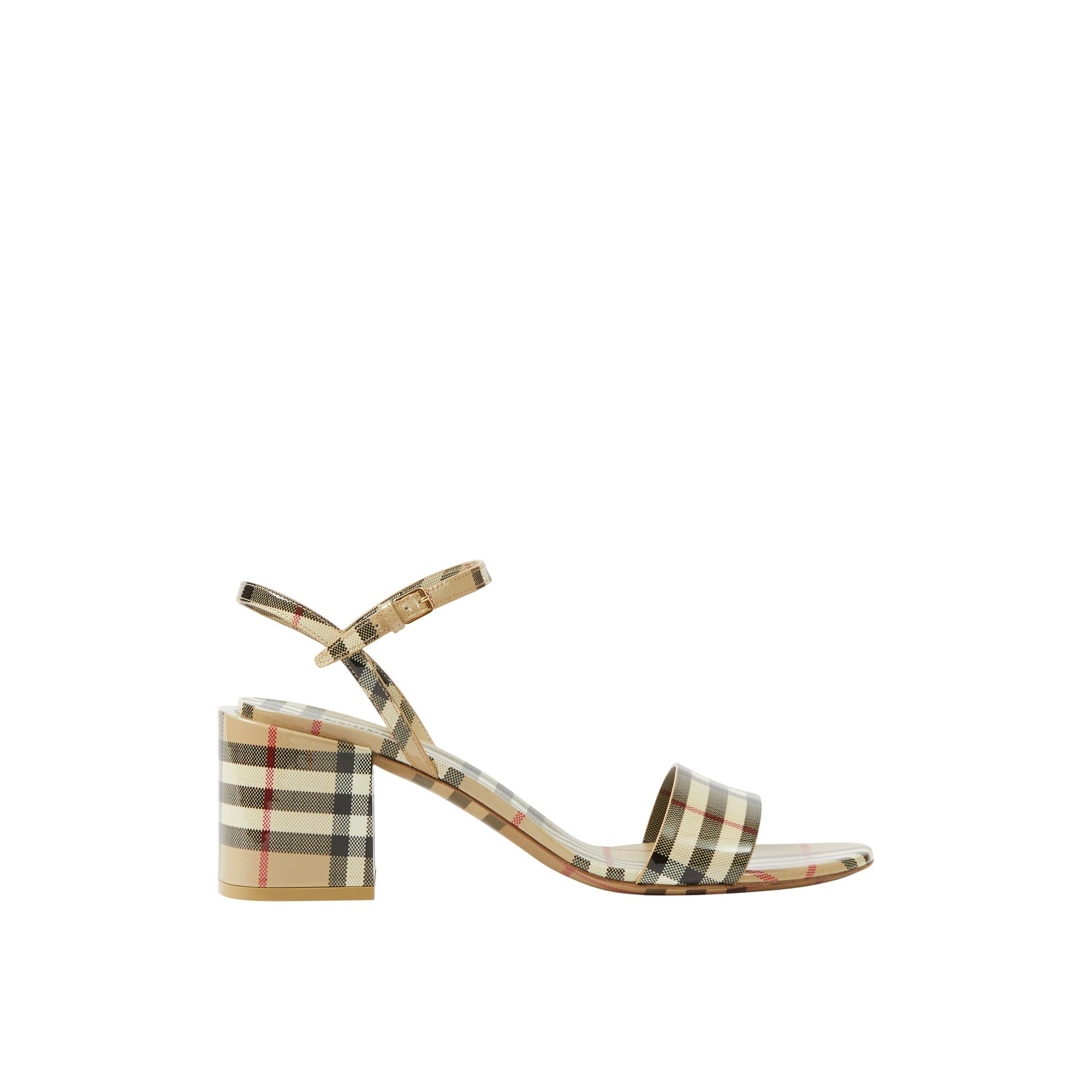 Sandales en cuir verni à motif à motif check - Archive Beige Check