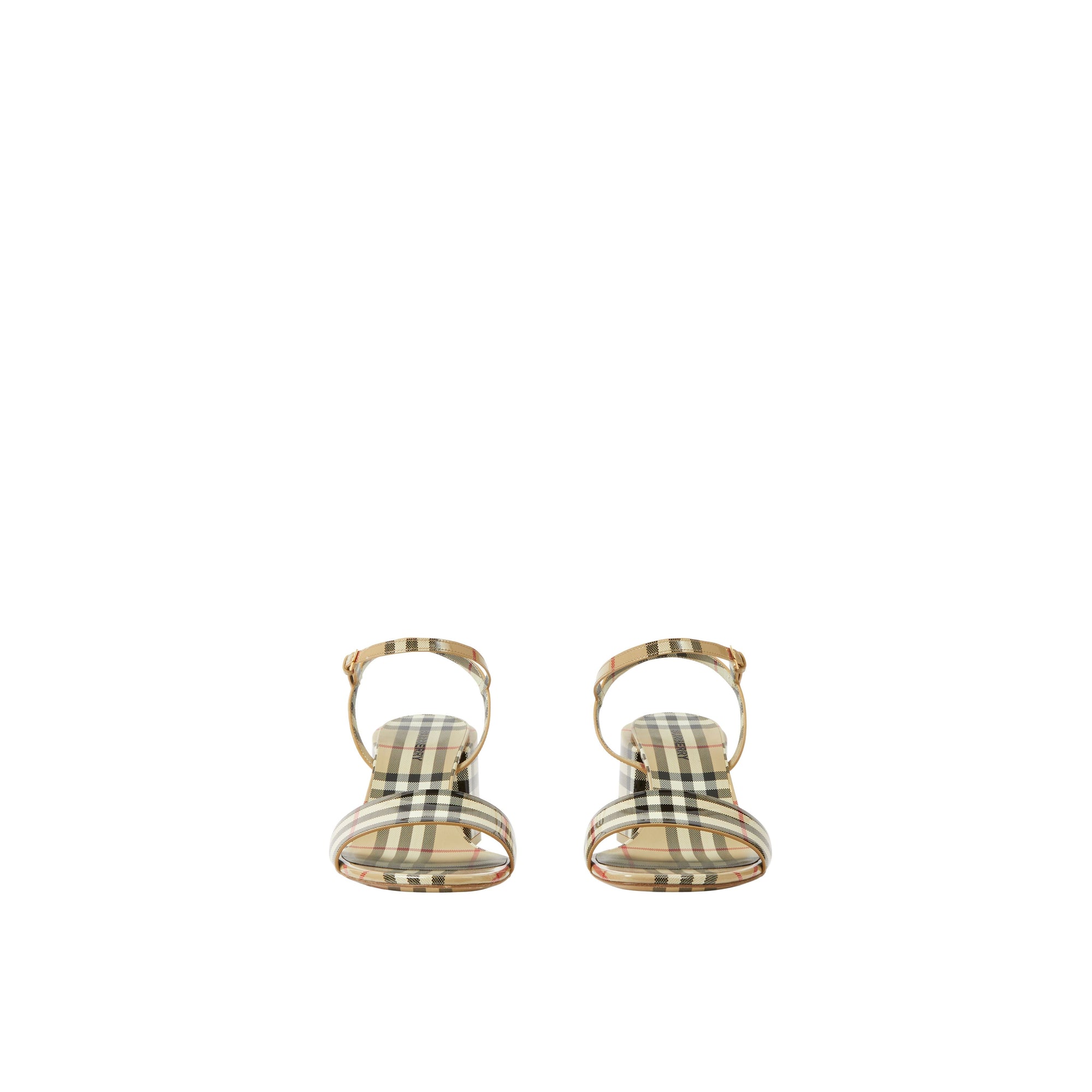 Sandales en cuir verni à motif à motif check - Archive Beige Check