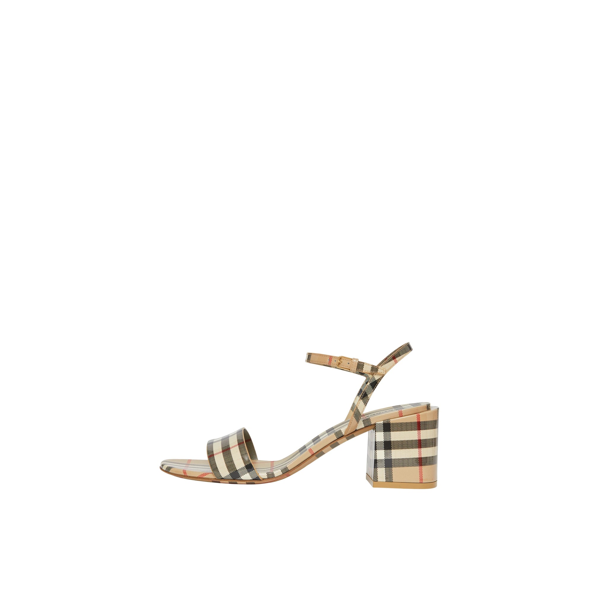 Sandales en cuir verni à motif à motif check - Archive Beige Check