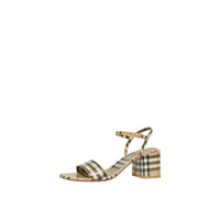 Sandales en cuir verni à motif à motif check - Archive Beige Check
