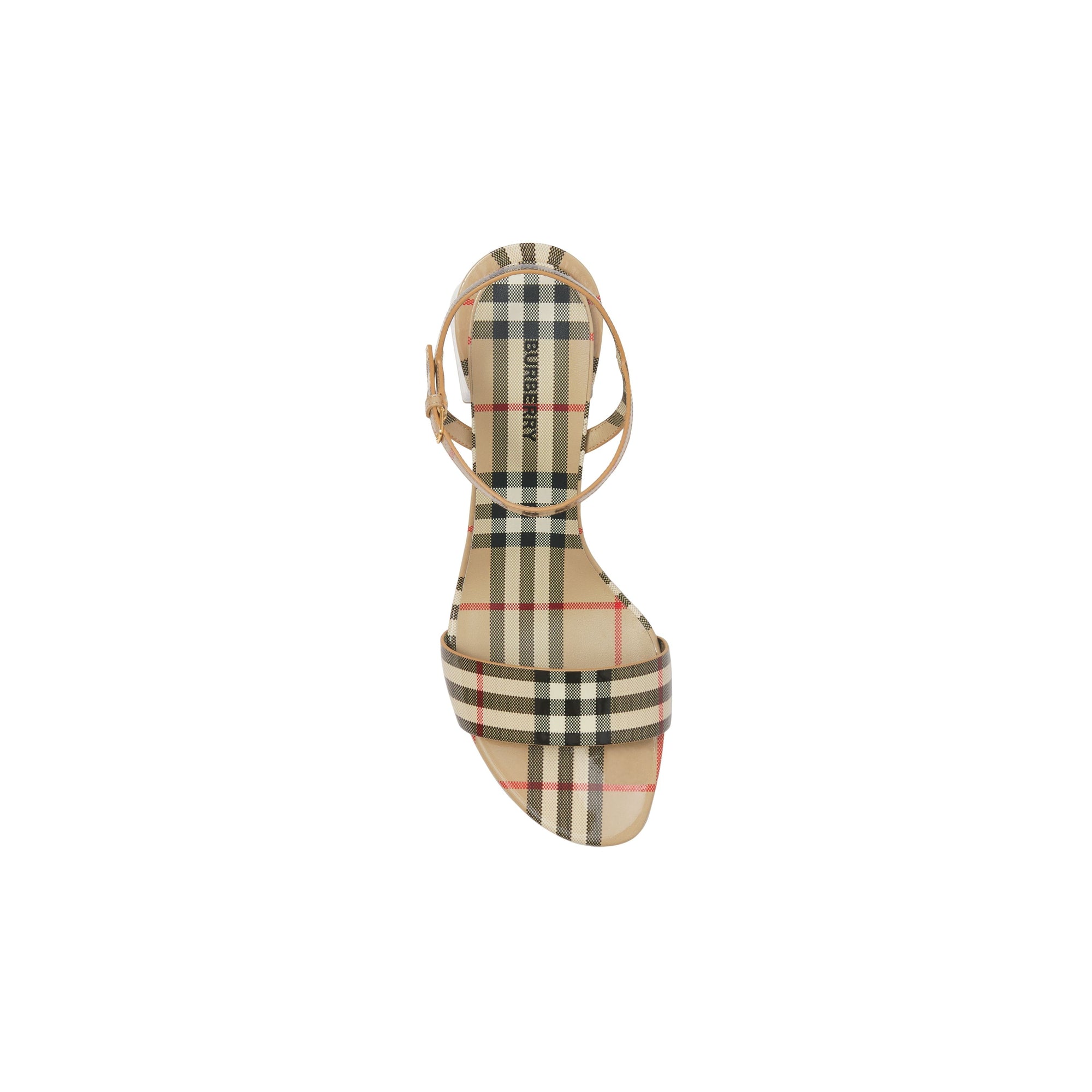 Sandales en cuir verni à motif à motif check - Archive Beige Check