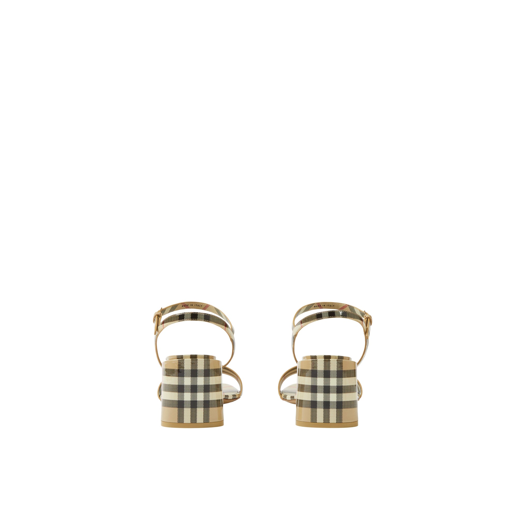 Sandales en cuir verni à motif à motif check - Archive Beige Check