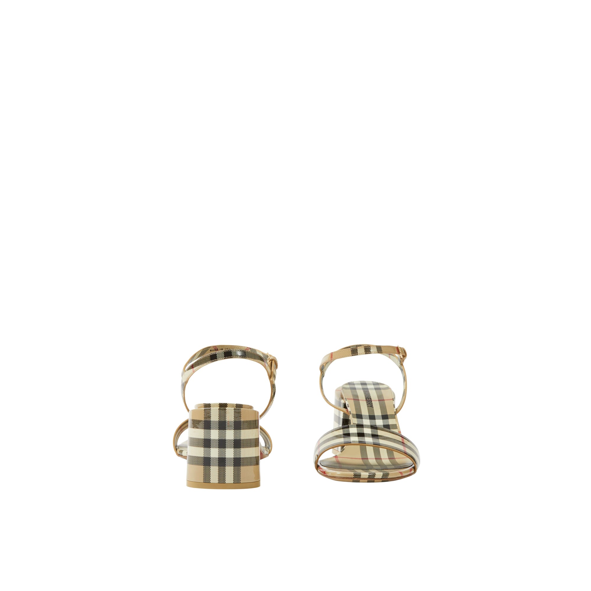 Sandales en cuir verni à motif à motif check - Archive Beige Check