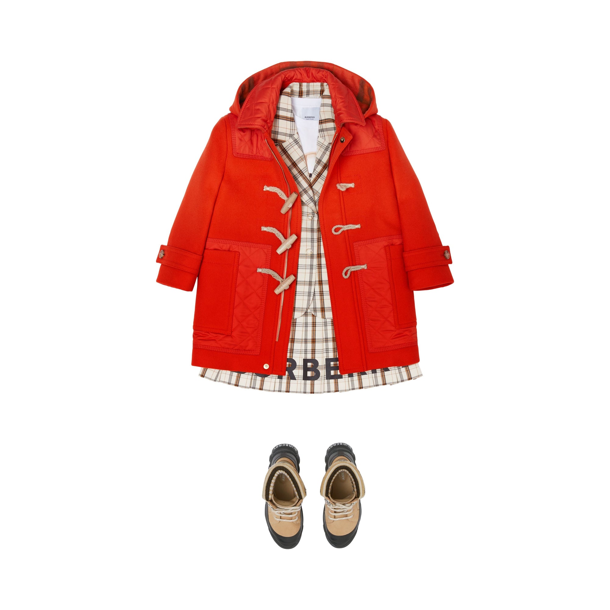 Duffle-coat en laine matelassé - Tangerine