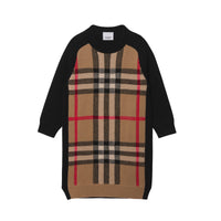 Robe pull en jacquard de laine et cachemire Check - Archive Beige Check