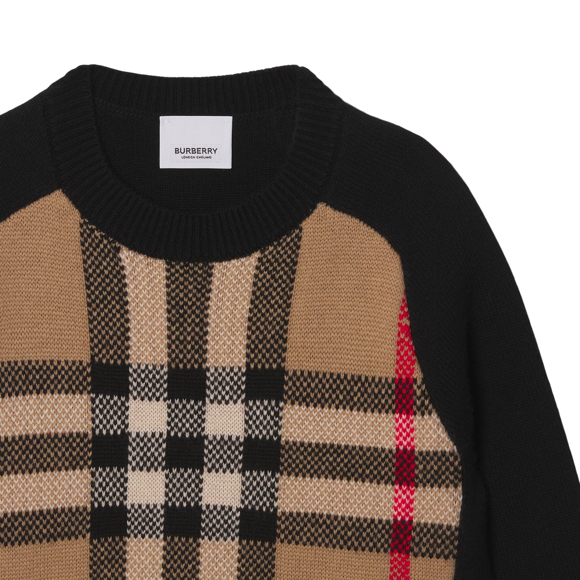 Robe pull en jacquard de laine et cachemire Check - Archive Beige Check