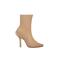 Bottines façon chaussettes en tulle stretch - Beige