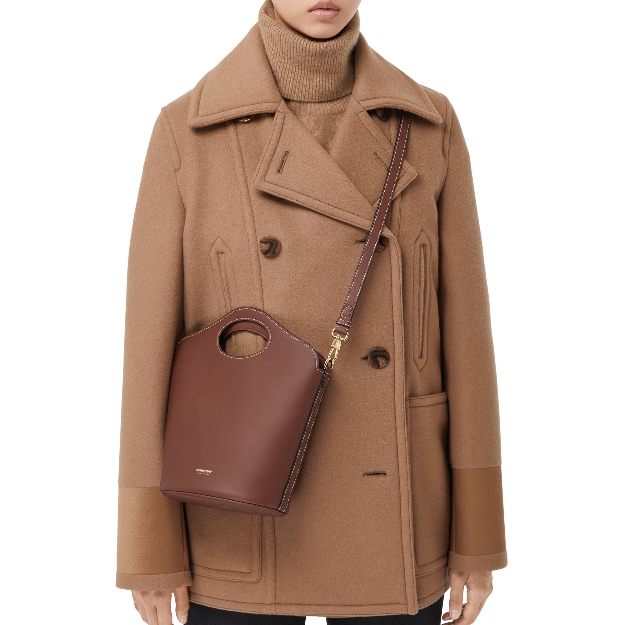 Petit sac seau Pocket en cuir - Tan